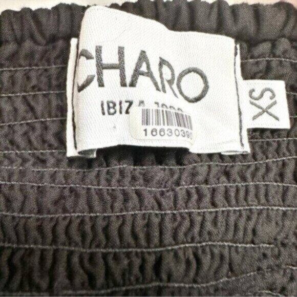 Charo Ruiz Mutti Black Floral Embroidered Eyelet Ibiza Midi Dress Size XS - Picture 13 of 14